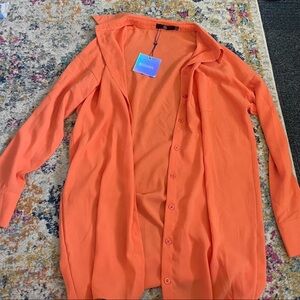Missguided oversized shirt dress in neon orange. Us size 6.